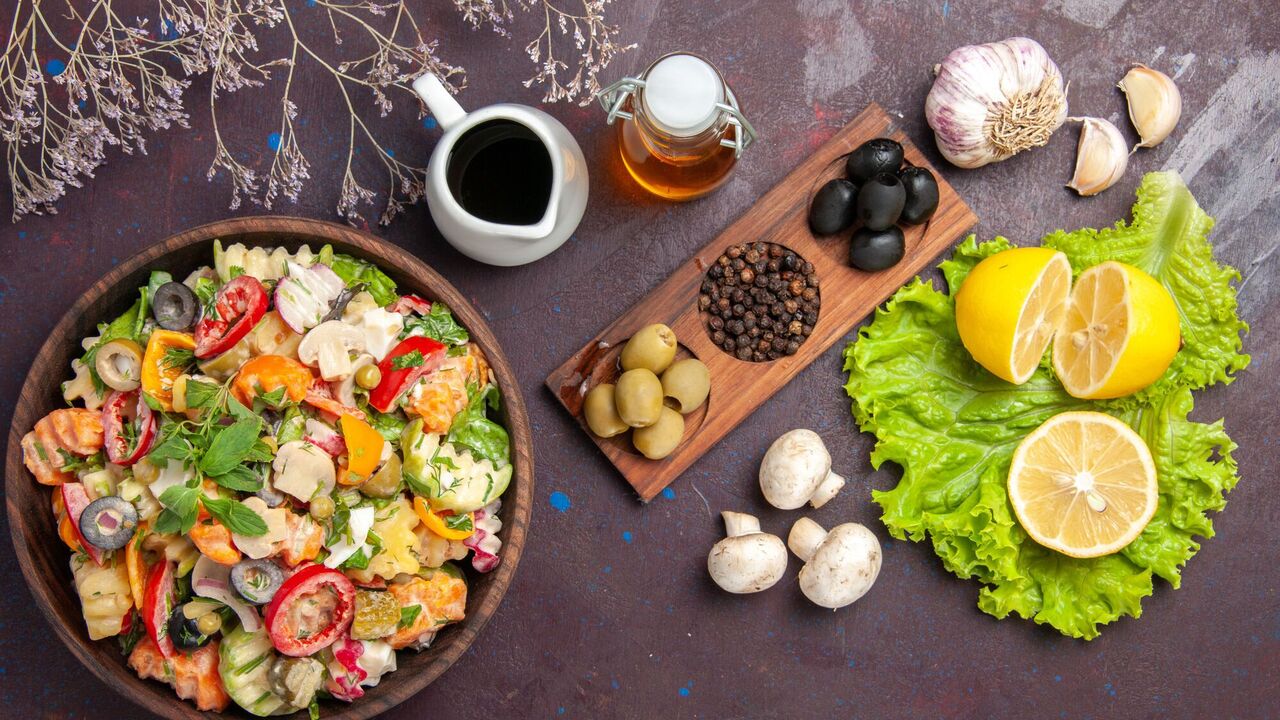 Festive salad with mushrooms