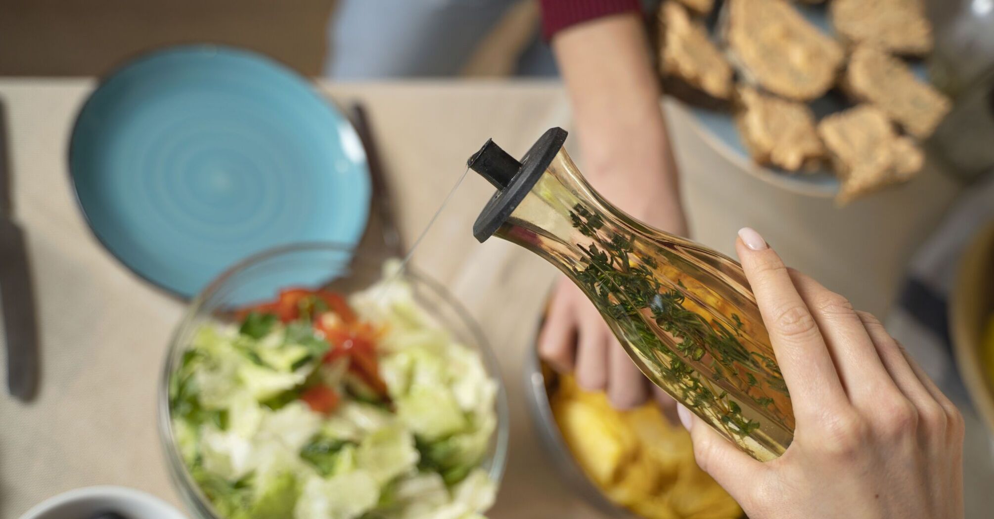 A variety of salad dressings