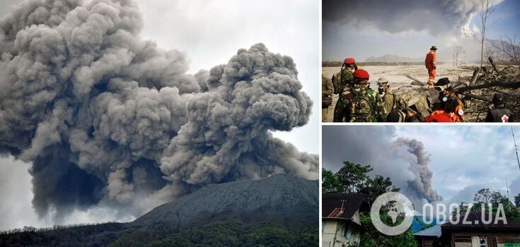 A volcanic eruption in Indonesia killed 11 climbers and covered several villages with ash. Photos and videos