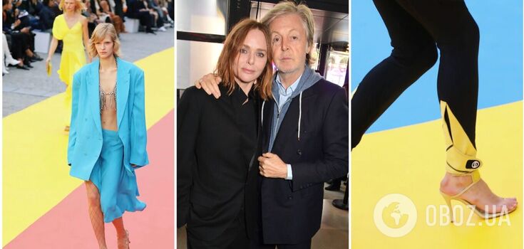 Córka Paula McCartneya zaprezentowała swoją nową kolekcję w niebiesko-żółtych kolorach na Paris Fashion Week. Zdjęcie