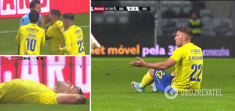 Skandal dnia. Kontuzjowany były piłkarz reprezentacji Ukrainy został wyrzucony z boiska w Portugalii, zamiast otrzymać pomoc medyczną. Wideo