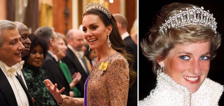 Kate Middleton wore a "revenge dress" to a diplomatic reception, sending "greetings" from Princess Diana