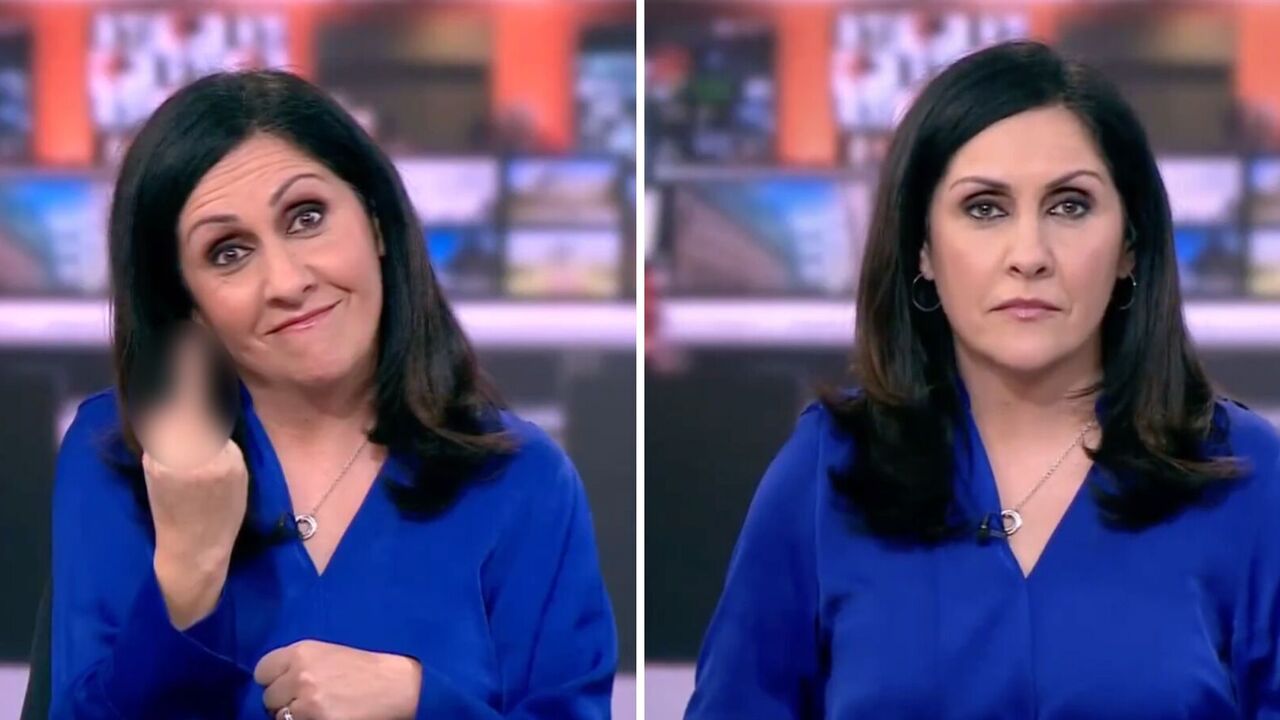 BBC TV presenter shows middle finger on air. Video