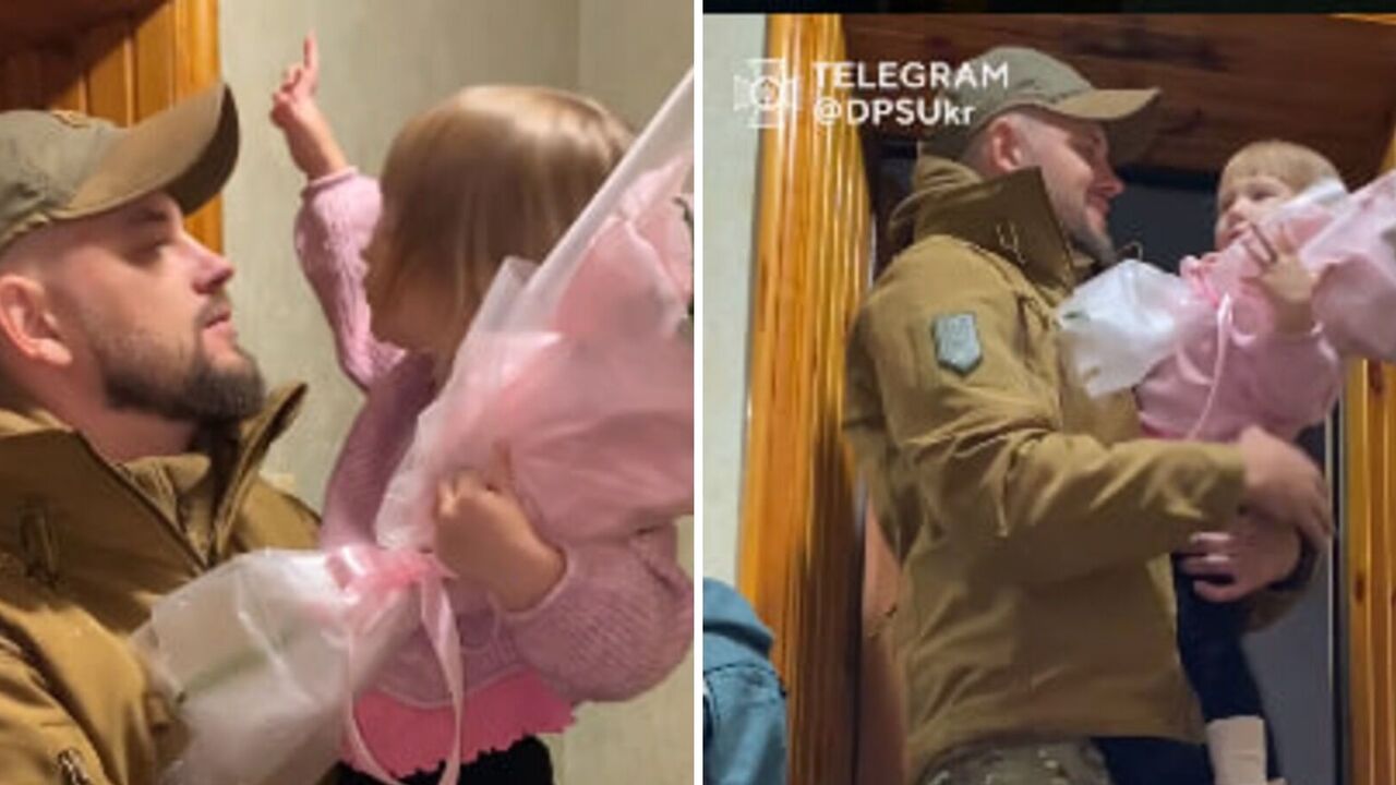 "Jestem w domu!" Mała dziewczynka czekała na swojego ojca strażnika granicznego. Wzruszające wideo