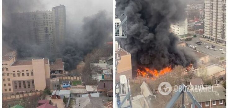 The FSB Border Service building caught fire in Rostov-on-Don, black smoke rises. Video.
