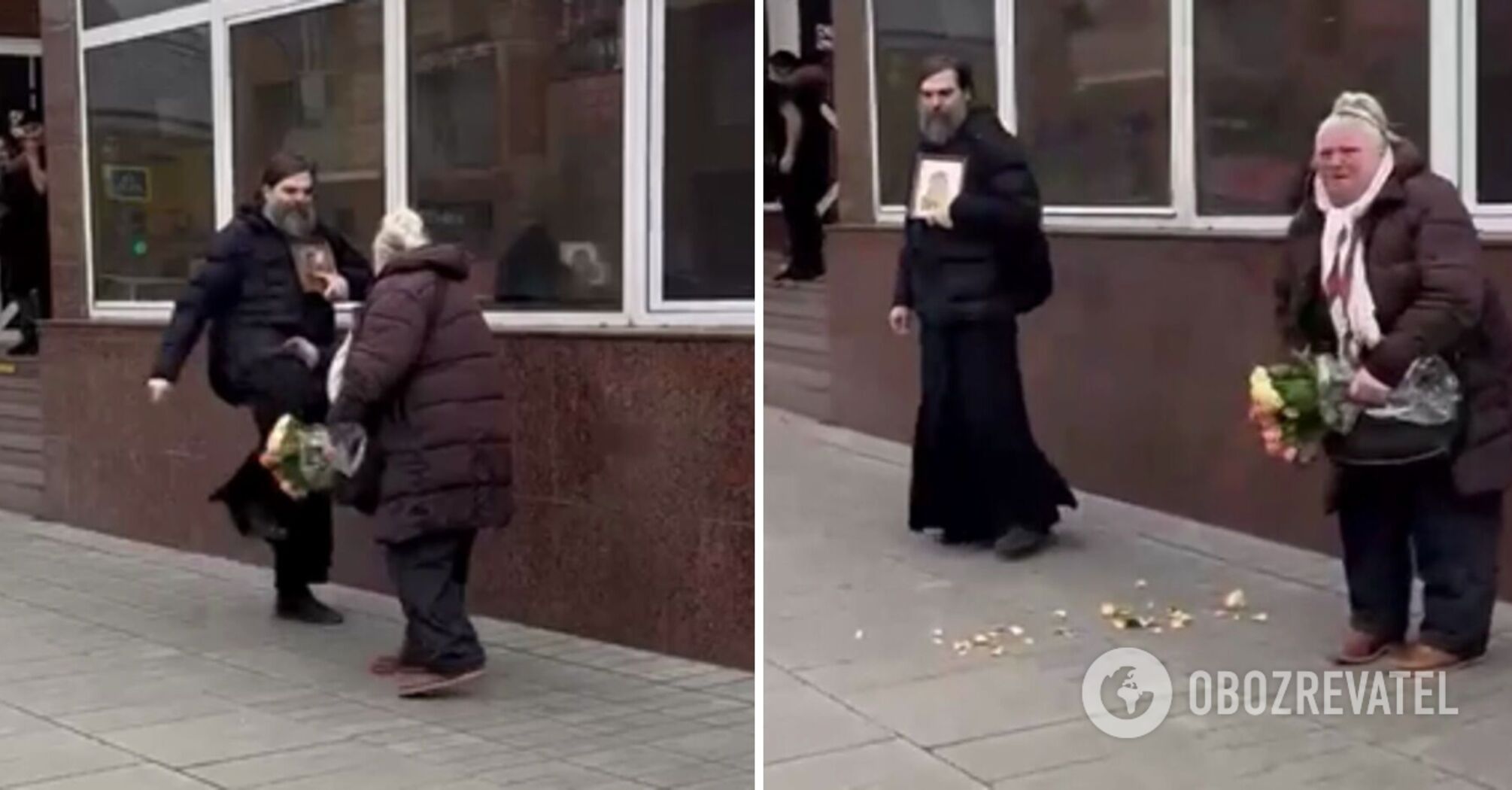 In Russia, begging for alms, a man in a cassock and holding an icon beat a pensioner: he did not like the "competition". Video.