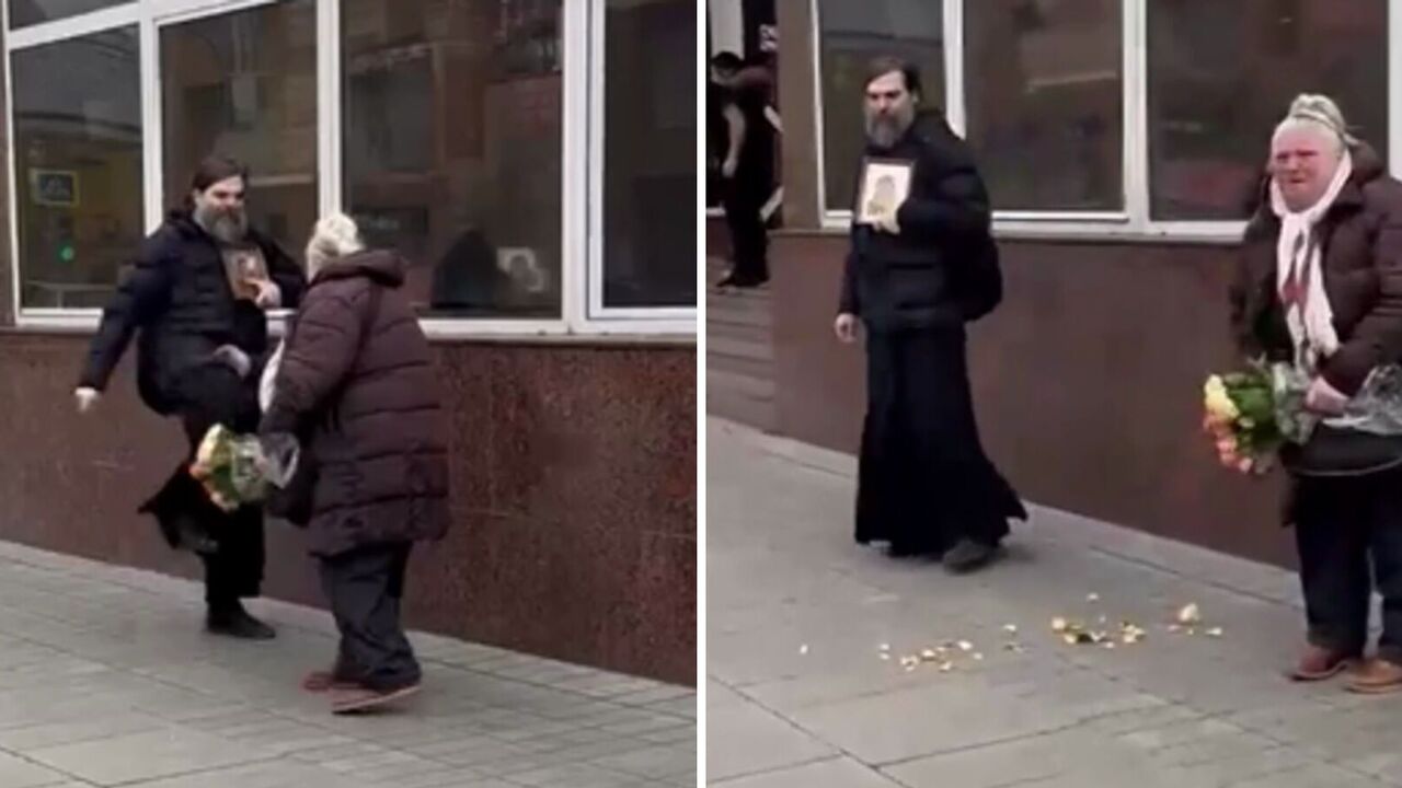 In Russia, begging for alms, a man in a cassock and holding an icon beat a pensioner: he did not like the "competition". Video.