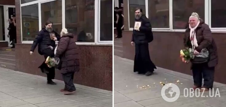 In Russia, begging for alms, a man in a cassock and holding an icon beat a pensioner: he did not like the "competition". Video.
