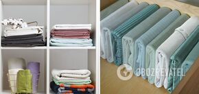How to free up a lot of closet space: a vertical way to store bedding
