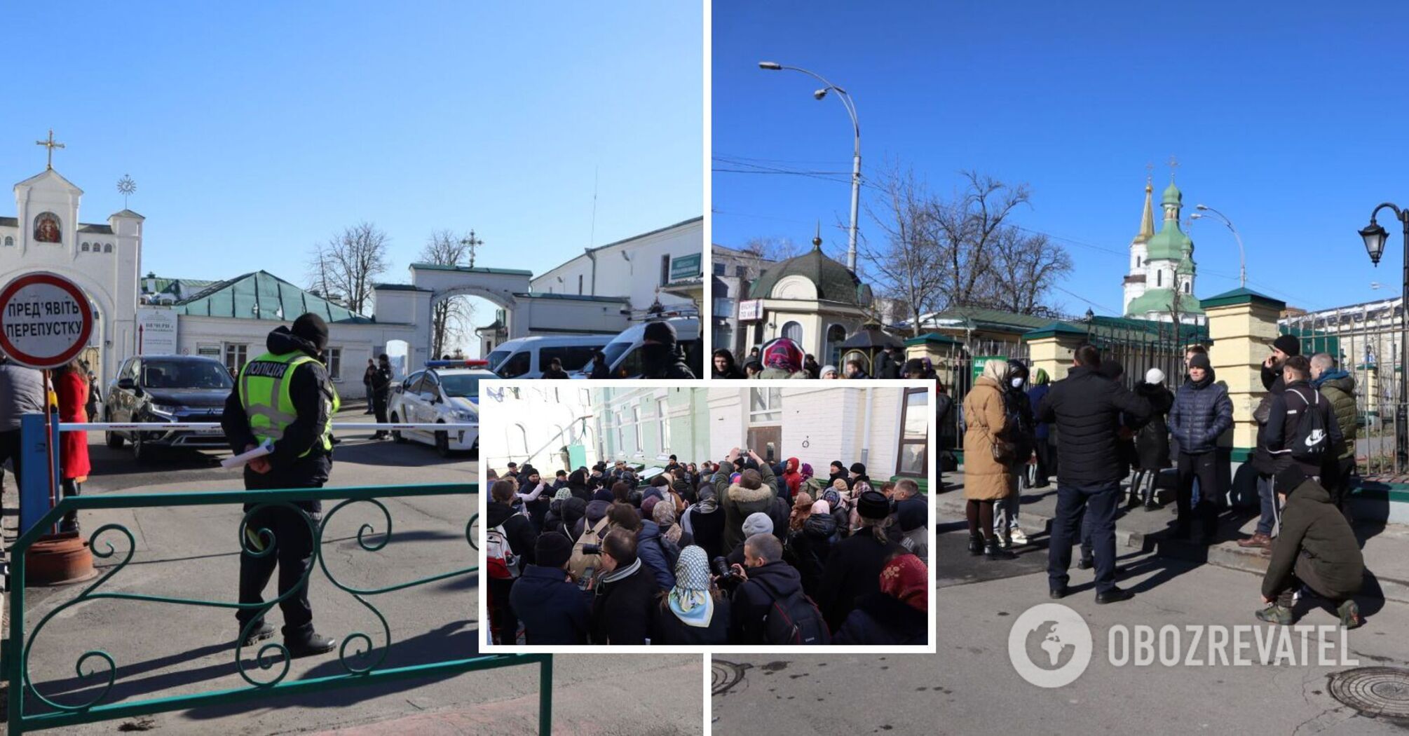UOC-MP believers block the entrance to one of the churches
