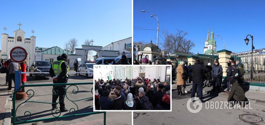 UOC-MP believers block the entrance to one of the churches