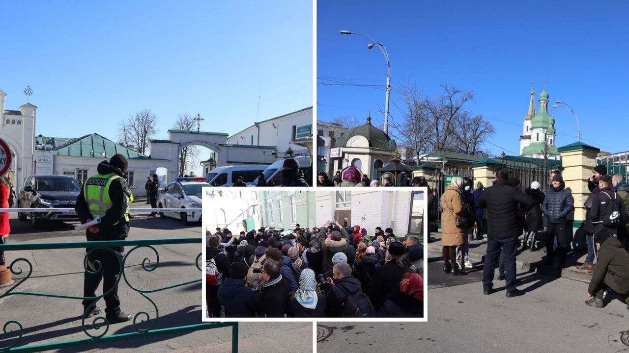 UOC-MP believers block the entrance to one of the churches