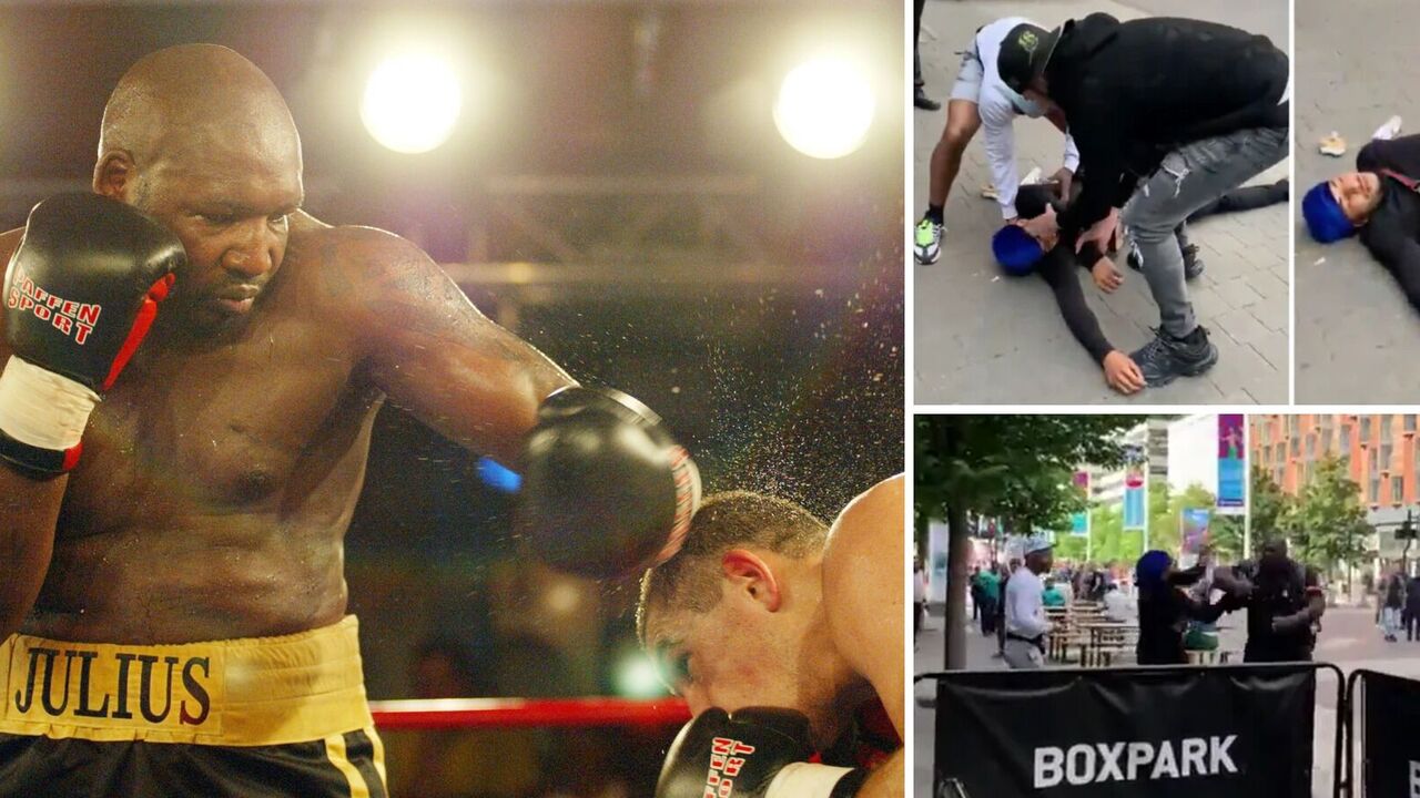 Hooligan ran over a security guard who turned out to be a British boxing champion. The video of the aftermath became a hit on the Internet