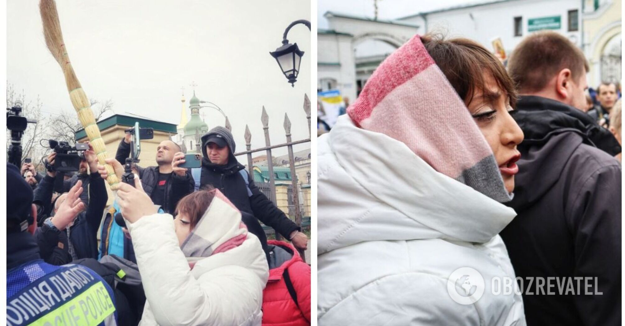 She came with a broom: controversial UOC-MP activist Victoria Kokhanovska staged a new provocation in the Lavra. Photos and video