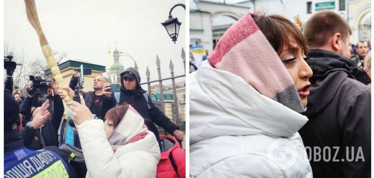 She came with a broom: controversial UOC-MP activist Victoria Kokhanovska staged a new provocation in the Lavra. Photos and video