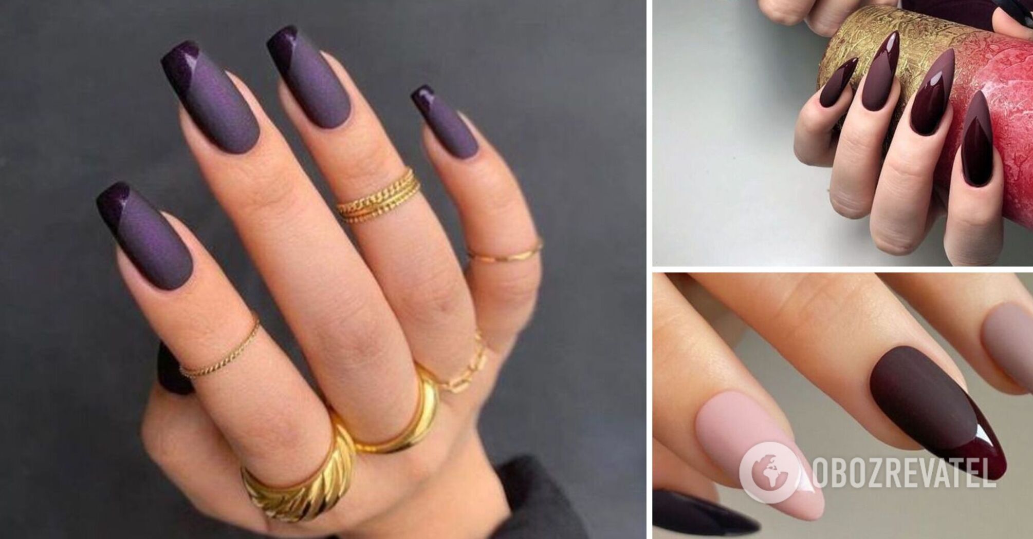 Matte manicure is back in fashion, but in combination with ultra-glossy: the best ideas. Photo.