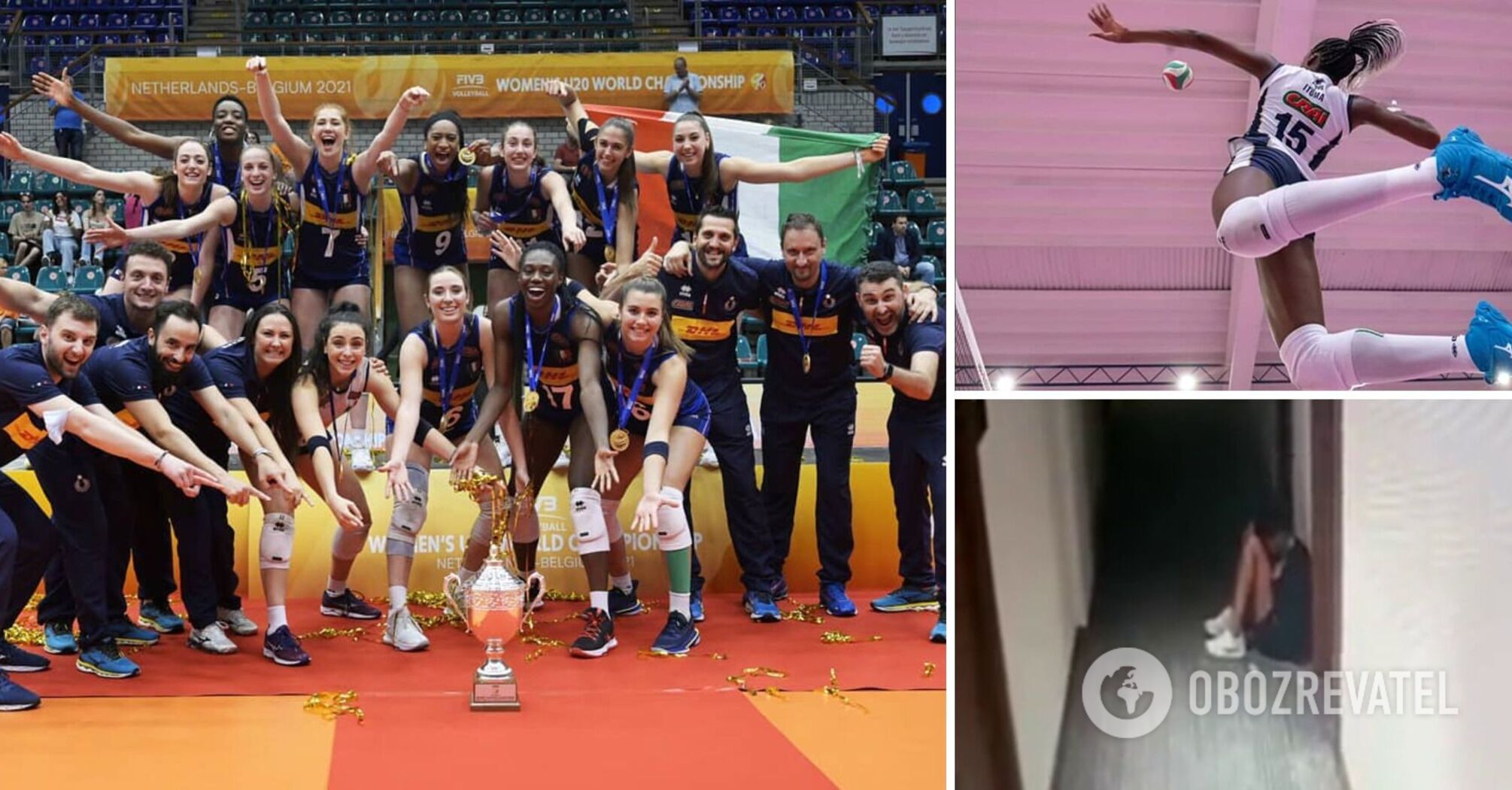 European champion fell to her death after losing a Champions League volleyball match. Video.