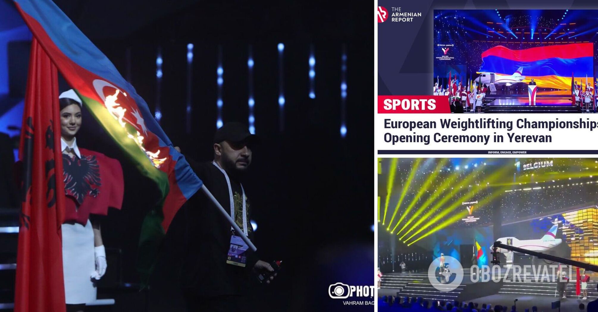 Azerbaijan's flag set on fire at the opening of the European Championship in Armenia. Video.