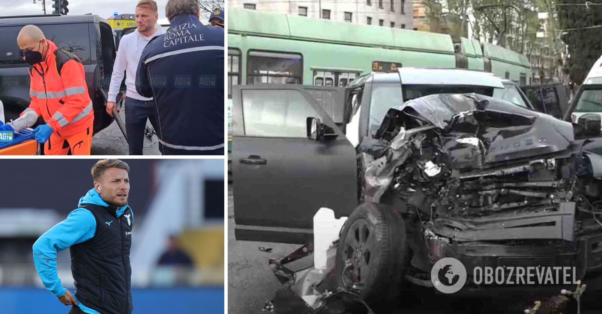 Lazio captain was involved in a serious accident, injuring his spine and suffering a complex rib fracture. Video.