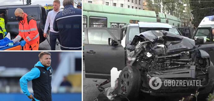 Lazio captain was involved in a serious accident, injuring his spine and suffering a complex rib fracture. Video.