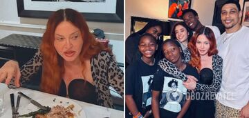 Without make-up and surrounded by children: Madonna shows family dinner with 29-year-old boyfriend. Video. 