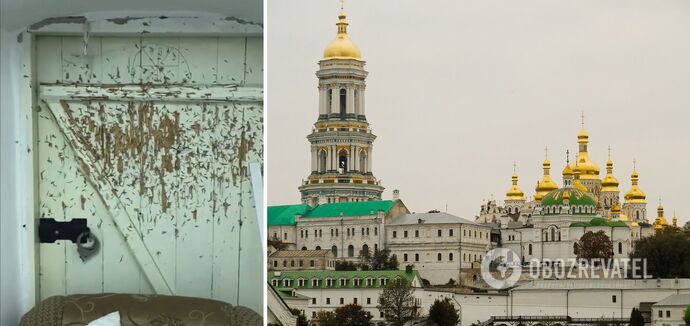 The door was used as a target for throwing knives