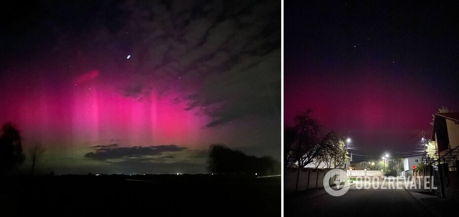 Northern lights in the sky over Ukraine