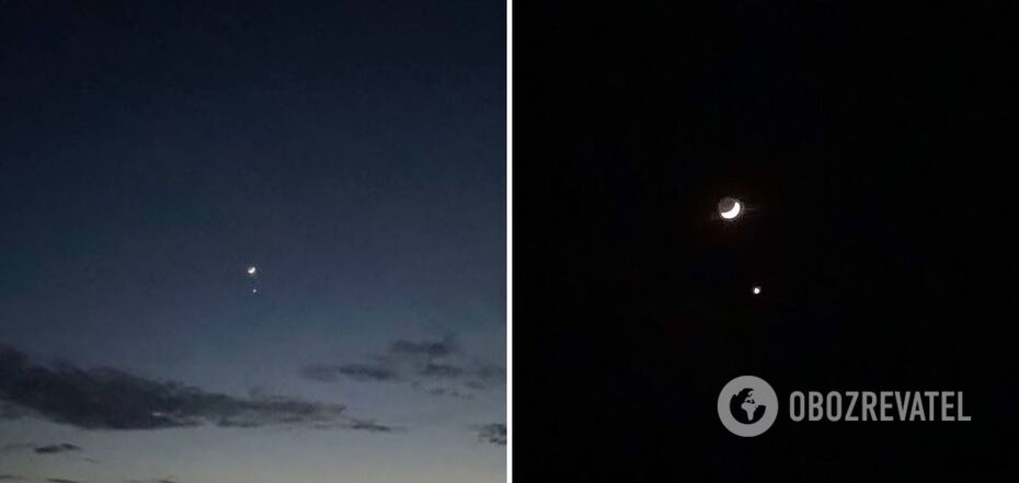 The Moon and Venus in the sky over Ukraine