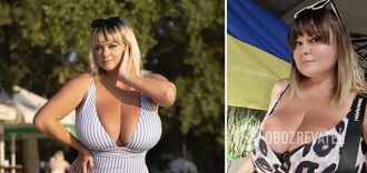 'Flag of Ukraine is not a pareo!' What does a Ukrainian model with a 13th breast size look like and what did her fans accuse her of? Photo.