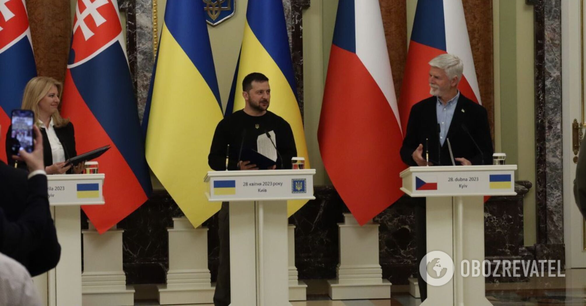 Joint arms production and the restoration of the Dnipro region: Zelenskyy holds talks with presidents of Slovakia and Czech Republic