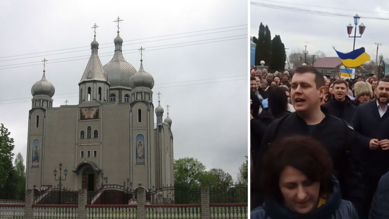People protest against UOC-MP in the Khmelnytsky region