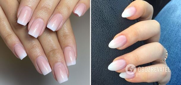 French with ombre effect, chosen by the stars: the best manicure ideas for different nail lengths. Photo.