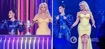 In blue-and-yellow looks: photos of Yulia Sanina in a latex jumpsuit from the rehearsal of the second semifinal of Eurovision-2023 appeared
