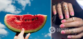 'Watermelon' manicure burst into fashion: the best ideas for unusual design. Photo