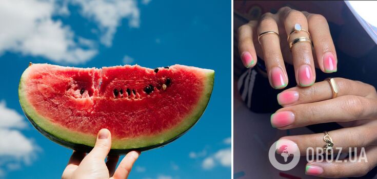 "Watermelon" manicure burst into fashion: the best ideas for unusual design. Photo