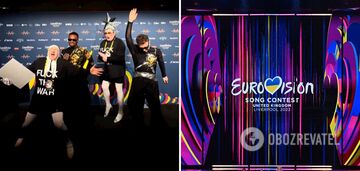 Serdyuchka and her mother wearing anti-war T-shirts and TVORCHI gave an impromptu concert backstage at Eurovision 2023. Video.