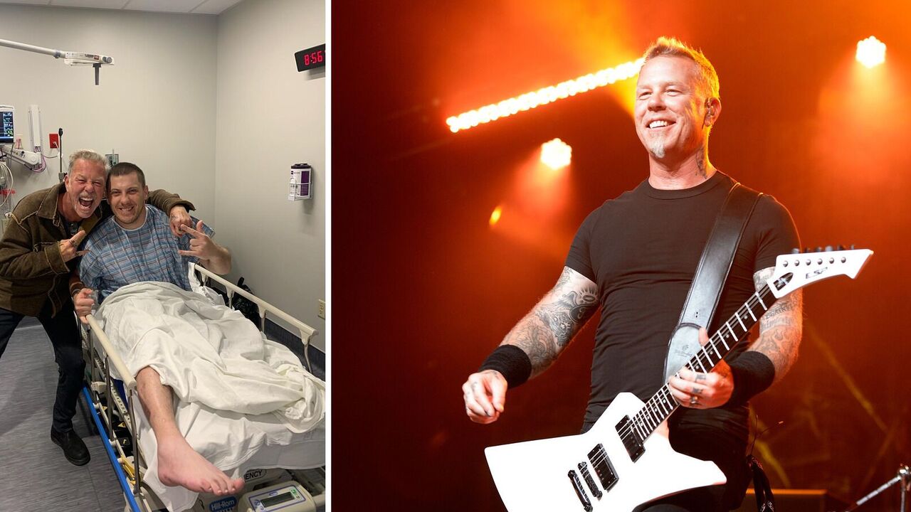 Wokalista legendarnego zespołu Metallica odwiedził rannych ukraińskich obrońców przebywających na leczeniu w Stanach Zjednoczonych. Zdjęcie.