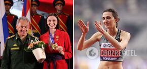 Lasitskene's husband called the athlete's tears over the sanctions a disgrace to the international federation. He was shown a photo of his wife in a Russian army uniform