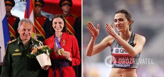 Lasitskene's husband called the athlete's tears over the sanctions a disgrace to the international federation. He was shown a photo of his wife in a Russian army uniform