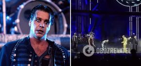 Rammstein's leader Till Lindemann fell off the stage, but the band did not react. Video.