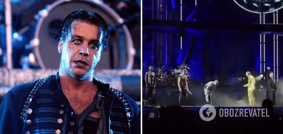 Rammstein's leader Till Lindemann fell off the stage, but the band did not react. Video.