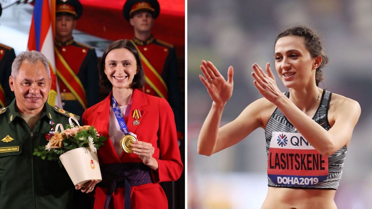 Lasitskene's husband called the athlete's tears over the sanctions a disgrace to the international federation. He was shown a photo of his wife in a Russian army uniform