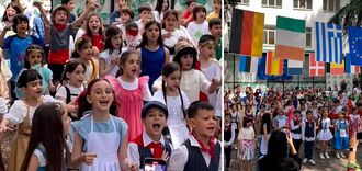 In Georgia, schoolchildren sang 'Chervona Kalyna' in support of Ukraine at the last bell celebration. Video.