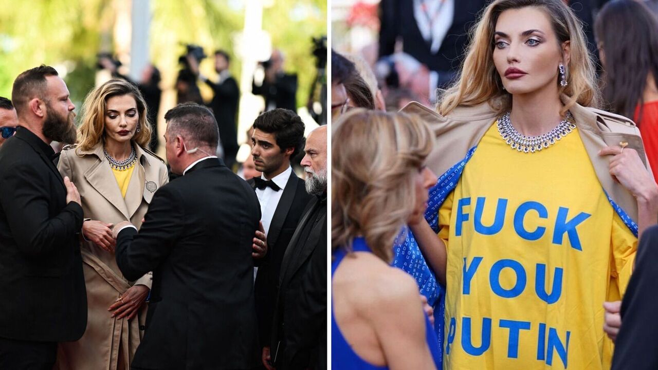 Supermodel Baikova arrives at the Cannes Film Festival wearing a F*ck you Putin T-shirt: she was surrounded by bodyguards. Photos and videos