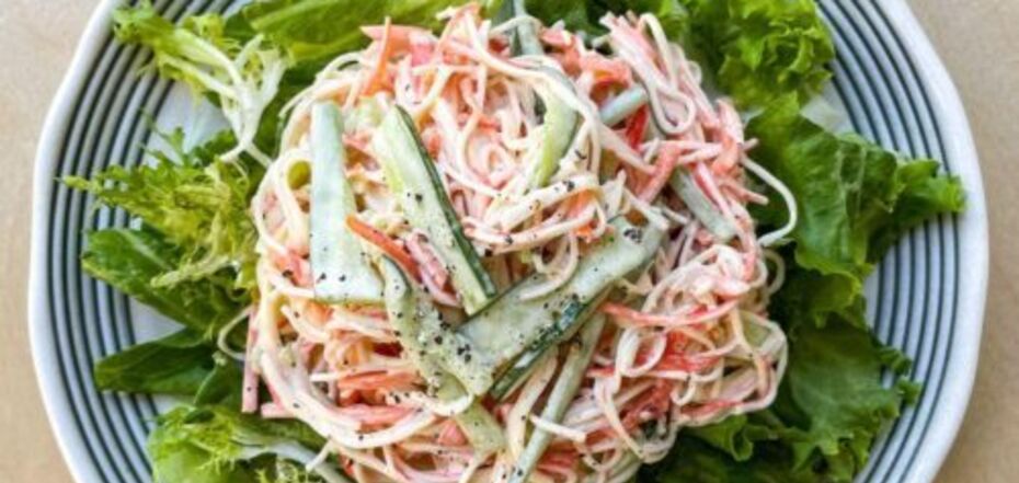 Spectacular Red Sea Salad: with crab sticks and seasonal vegetables