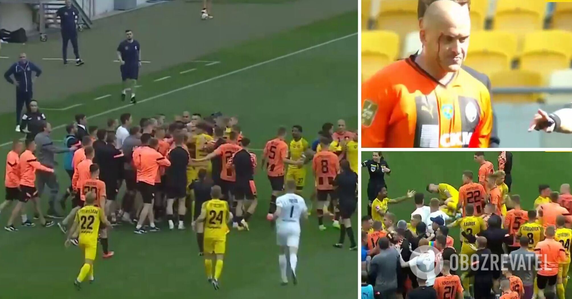 Rakitskyi's face smashed in a mass brawl at Shakhtar's UPL match