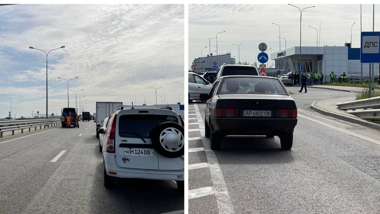 The cars were reversed: the occupants closed the Crimean bridge to traffic, claiming the threat of "bavina". Photo and video
