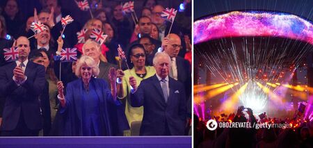 No crown, but with flags: the monarchs rocked out at the post-coronation concert, featuring Katy Perry and other stars. Photo.