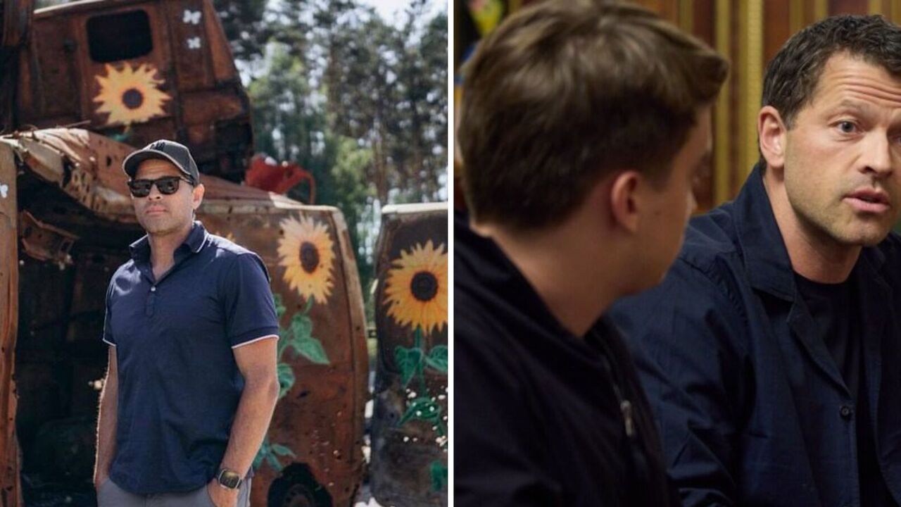 "Sunflowers are a symbol of hope": Misha Collins showed up in front of the burned machinery and "ran into" the Russians. Photo