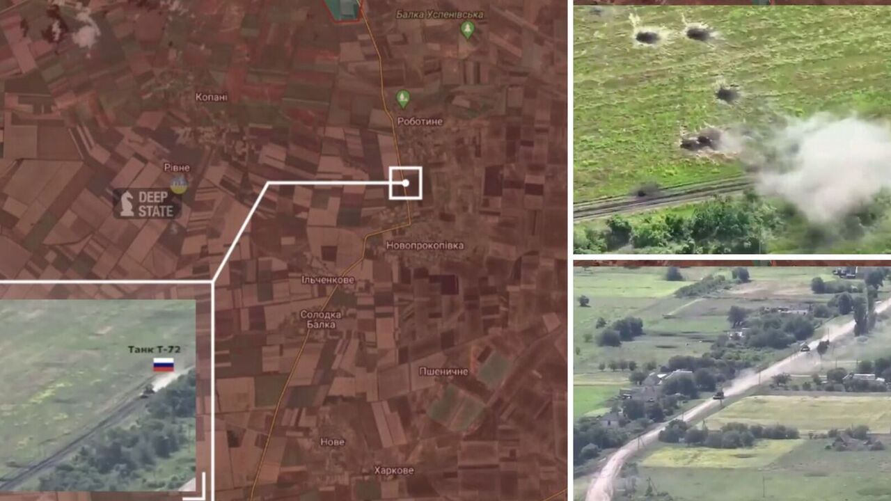 Burning and smoking: Ukrainian artillery smokes Russian tanks south of Robotyne in Zaporizhzhia. Video.